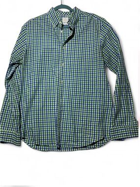 Gap lived in Men's Green & Blue Gingham Button-Down Shirt